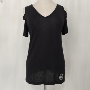 Michael Kors Open Shoulder Top Blouse S Minimalist Trendy Flirty Rhinestone